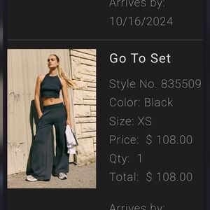 FP Movement by Free People Charcoal Ribbed Crop Top & Wide Leg Pant Set